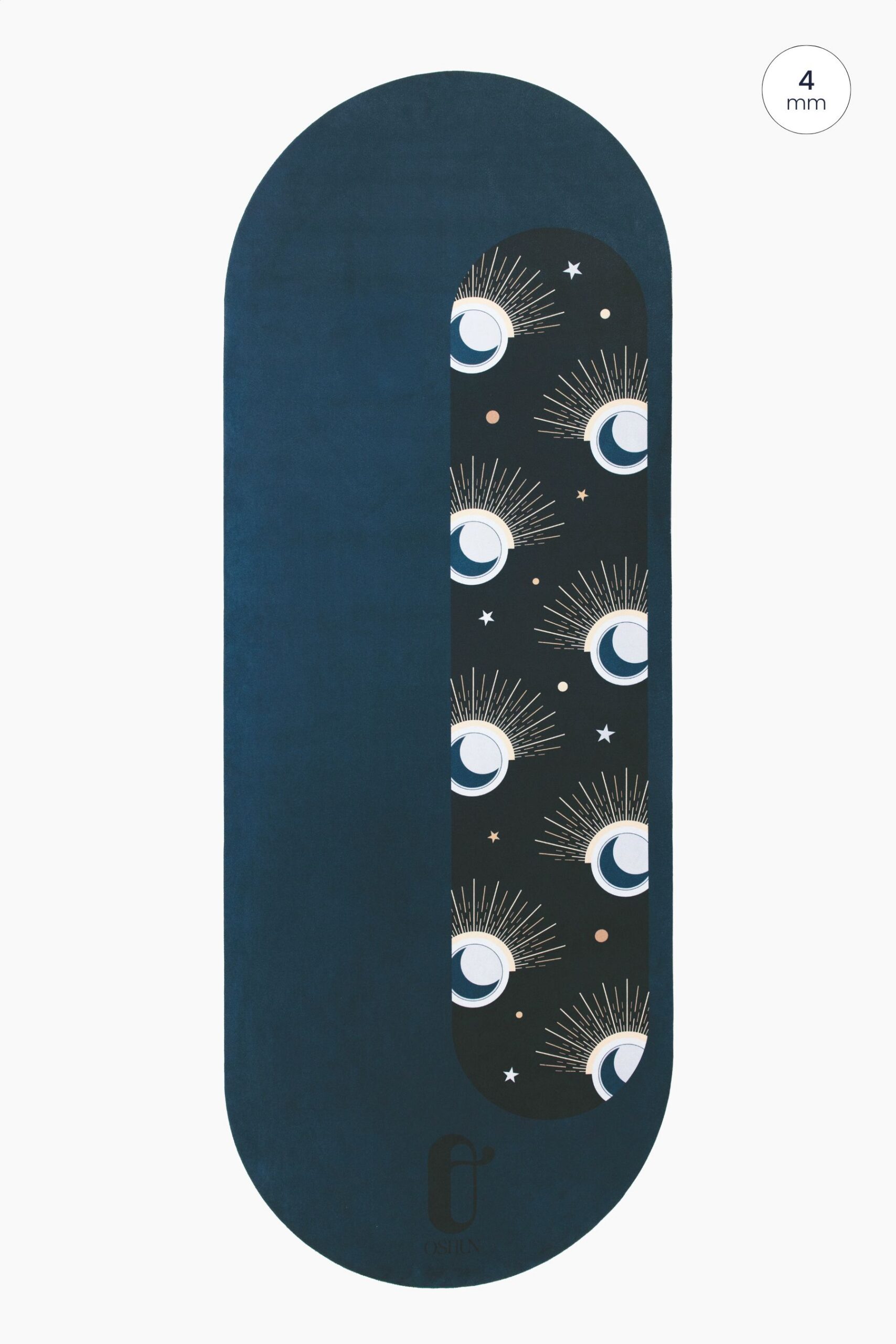 Tapis de yoga Séléné Oshun, design ovale double arrondi, antidérapant, esthétique et durable, fabriqué à Paris à partir de matériaux écologiques