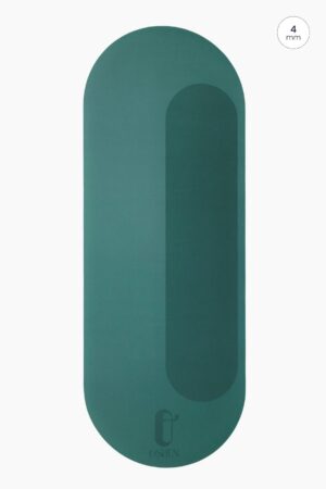 Tapis de yoga Anahita Bleu Paon Oshun, tapis de yoga design français, ovale à double arrondi, antidérapant, écologique et confortable, idéal pour Vinyasa, Hatha Yoga et Pilates.