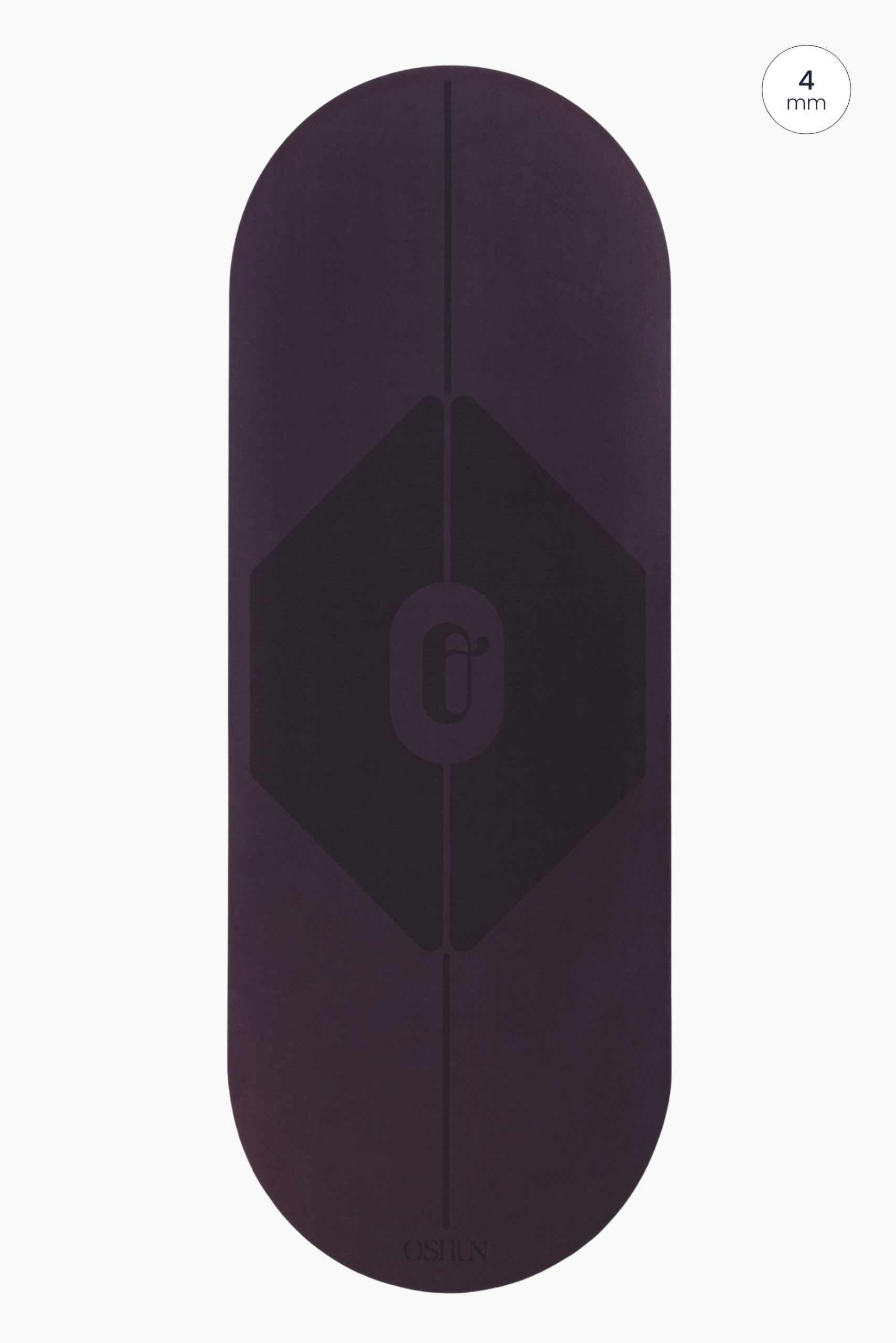 Tapis de yoga Ogma Aubergine Oshun, tapis de yoga design français, ovale double arrondi, antidérapant, durable et adapté aux pratiques intensives