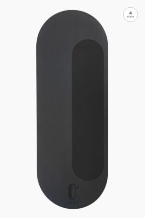 Tapis de yoga antidérapant Anahita gris ardoise, forme ovale à double arrondi, conçu à Paris par Oshun Yoga