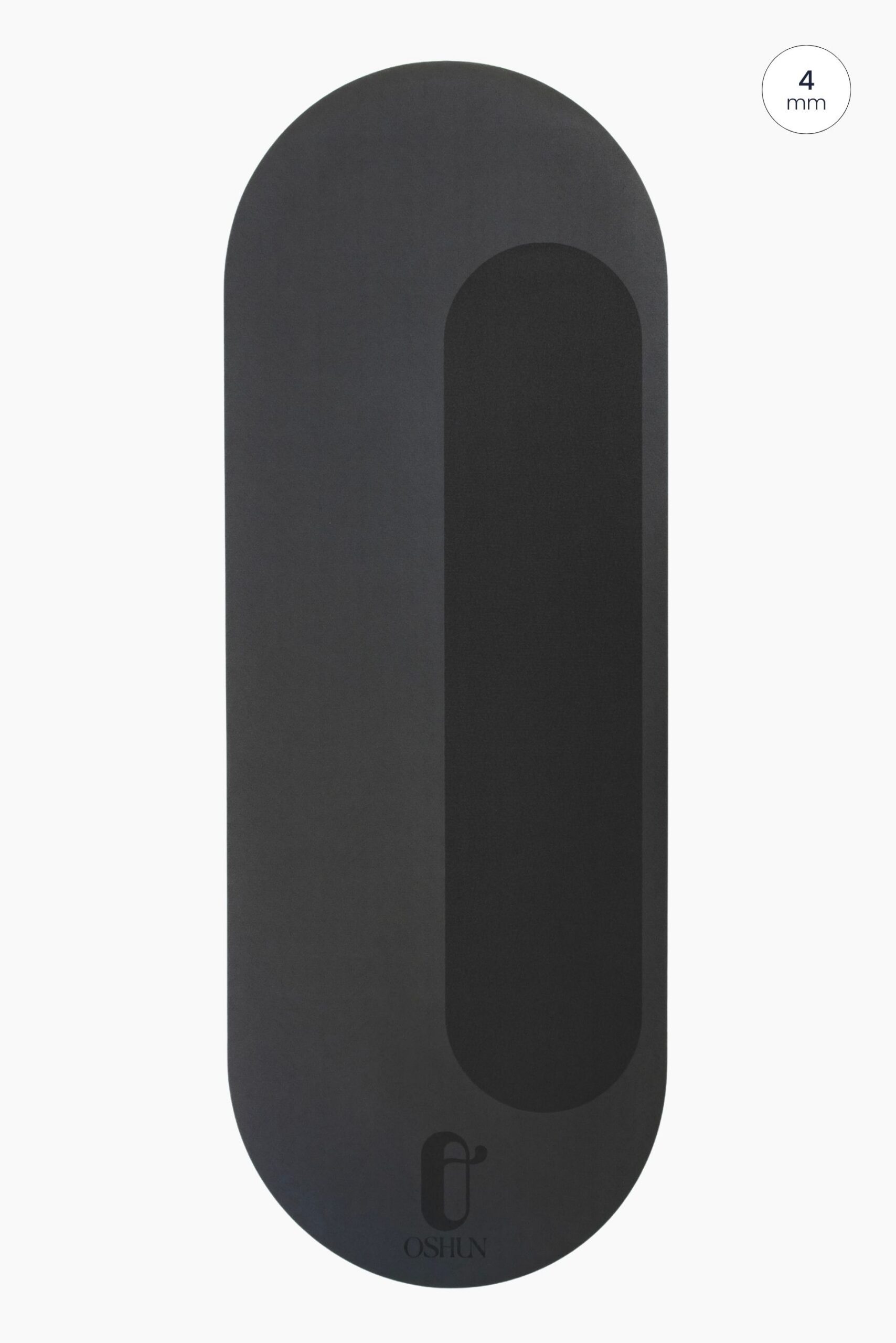 Tapis de yoga antidérapant Anahita gris ardoise, forme ovale à double arrondi, conçu à Paris par Oshun Yoga