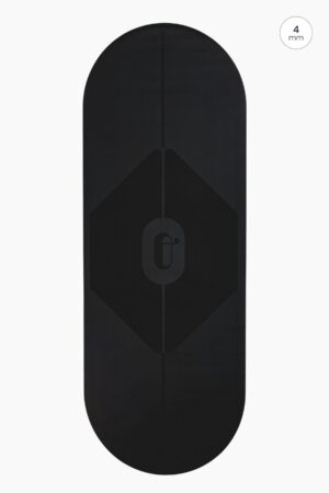 Tapis de yoga Ogma Noir Charbon Oshun, tapis de yoga ovale double arrondi, antidérapant, écologique, durable et professionnel, idéal pour les pratiques dynamiques.