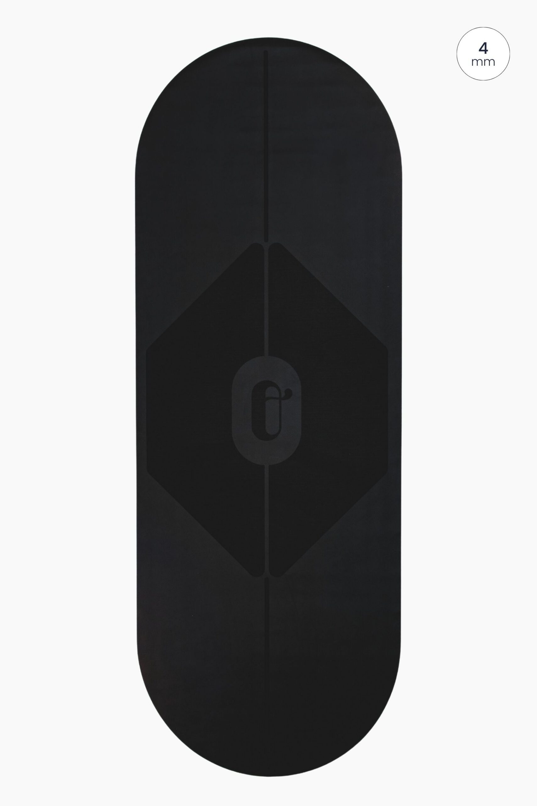 Tapis de yoga Ogma Noir Charbon Oshun, tapis de yoga ovale double arrondi, antidérapant, écologique, durable et professionnel, idéal pour les pratiques dynamiques.